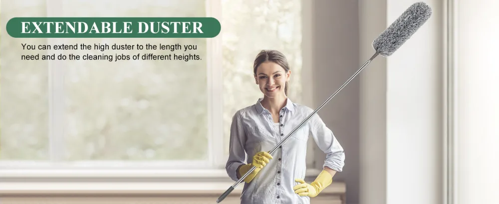 SetSail Duster with Extension Pole 110-inch Extra-Long Dusters for Cleaning, Bendable Microfiber Head Washable Ceiling Fan Duster for High Ceilings, Furniture - Microfiber Duster