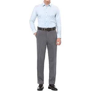 clothin Men's Expandable Waist Flat Front Golf Pants Classic Fit 38W x 30L Grey - DRESS PANTS