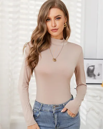Womens Mock Turtleneck Active Base Layer Long Sleeve Layer Tops Black Small - C24 BRAND 01