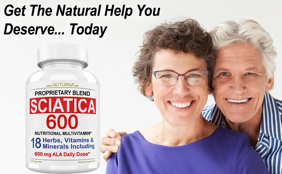 Sciatica Nerve Nutritional Blend with 600 mg Alpha Lipoic Acid - Lower Lumbar Sciatic, Back, Hip, Thigh, Leg, Foot - Maximum Strength Natural Vitamins - 120 Capsules - sciatica supplement