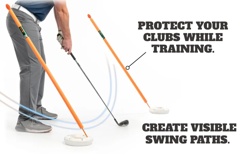 WHYGOLF Padded Golf Alignment Rods | Create Golf Swing Trainer Angles Like pro Golf Trainers. Why Golf Alignment Sticks can be Used in The Ground or with Other Compatible Golf Training aids - fan snap tempo speed screen enclosure complete set retractable full package professional digital