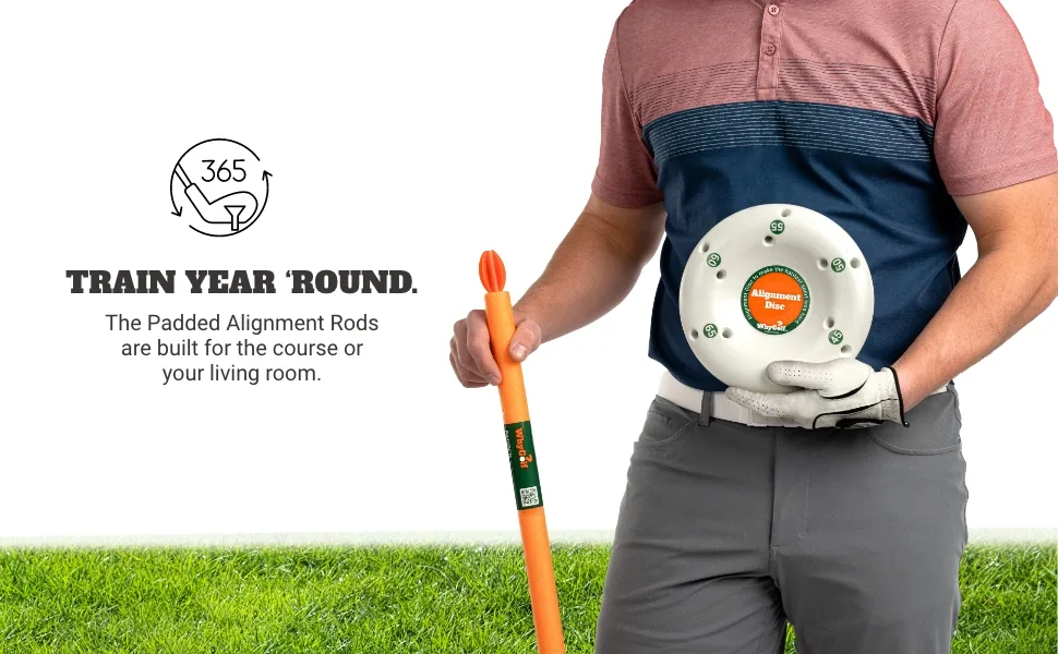 WHYGOLF Padded Golf Alignment Rods | Create Golf Swing Trainer Angles Like pro Golf Trainers. Why Golf Alignment Sticks can be Used in The Ground or with Other Compatible Golf Training aids - hitting cost chipping projector box backyard garage radar poketpussy rapsodo mobile portable