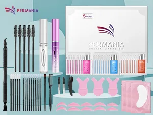 PERMANIA Eyelash Perm Kit, Fast Brow Lamination 2 in 1 Kit, C Curling Wave Suitable for Salon & DIY Lash Perming at Home b-bagged - lash lift kit