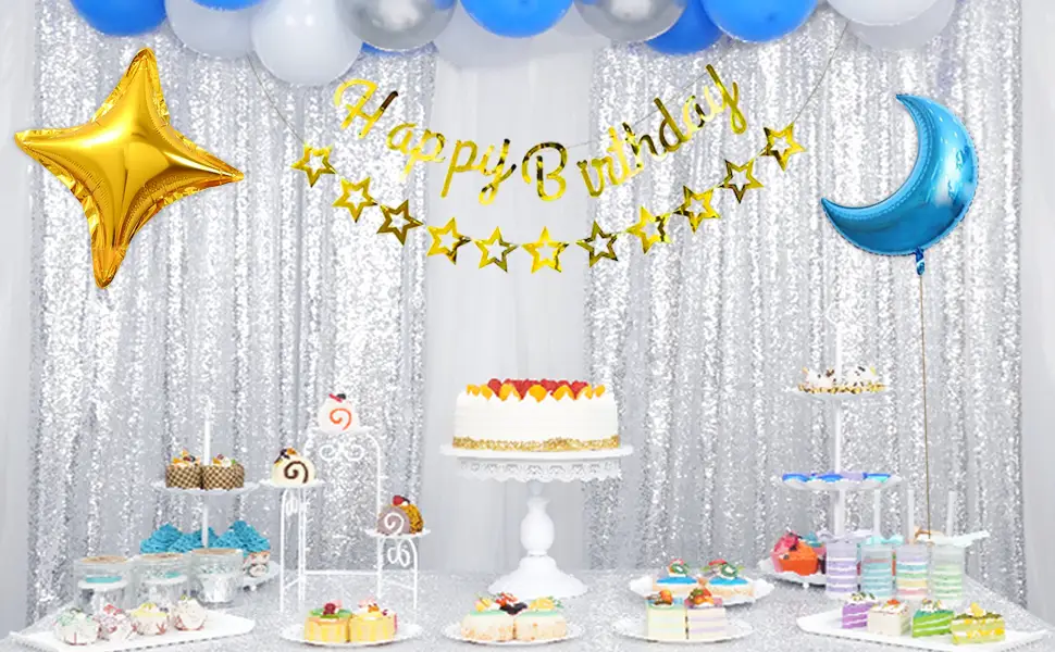 TRLYC Shiny Sequin Backdrop Curtains for Wedding Party Decor (2 Panels, W2 x H8FT,Sliver) Silver - product information 2