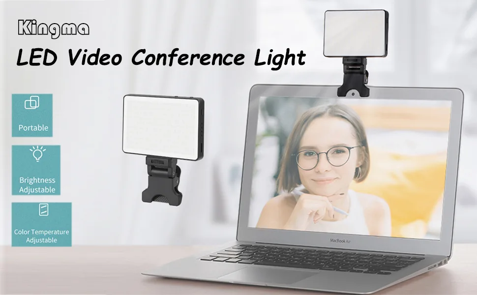 King Ma Video Conferencing Lighting, 3 Light Modes Portable LED Clip Light for Webcam Lighting, Zoom Call Lighting Video Selfie Light for Remote Working Distance Learning Live Streaming Makeup - LED video lights