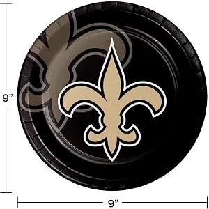 New Orleans Saints Tailgating Kit, Serves 8 - New Orleans Saints Dinner Plates, 8 ct