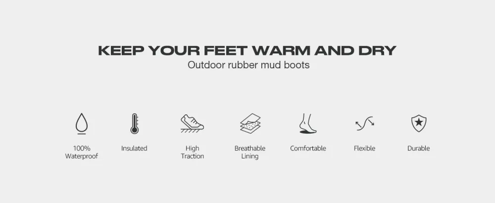 HISEA Men's Chelsea Rain Boots Waterproof Rubber Boots Durable Insulated Mud Booties for Outdoor Work 10 Black - rain boot