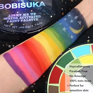 BOBISUKA Face Body Paint Palette - Water Activated 25 Colors Big Pan Black White Light Me Up Painting Pallet for Halloween Party Cosplay SFX Makeup - artistic makeup