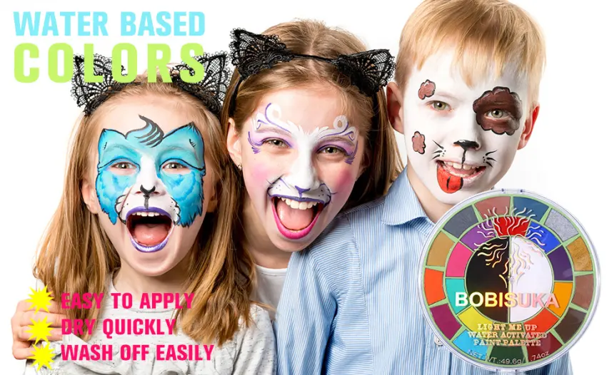 BOBISUKA Face Body Paint Palette - Water Activated 25 Colors Big Pan Black White Light Me Up Painting Pallet for Halloween Party Cosplay SFX Makeup - face paint palette