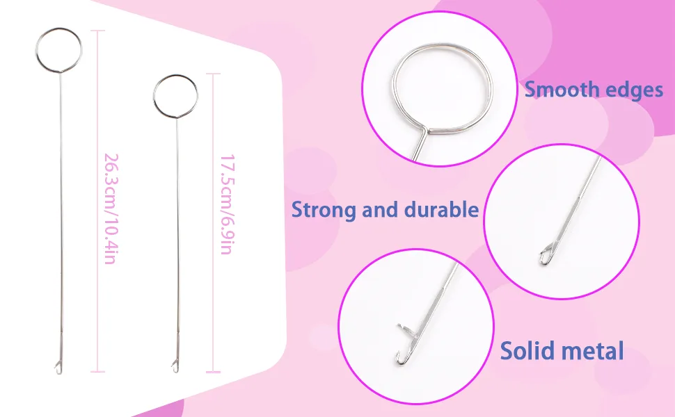 Needle Hook, 4 Pcs Stainless Steel Latch Hook Supplies, 2 Sizes Tongue Crochet Tool, Sewing Loop Hook with Latch DIY AccessoriesBent Latch Crochet (26.5cm, 16.5cm) - snag nab it tool