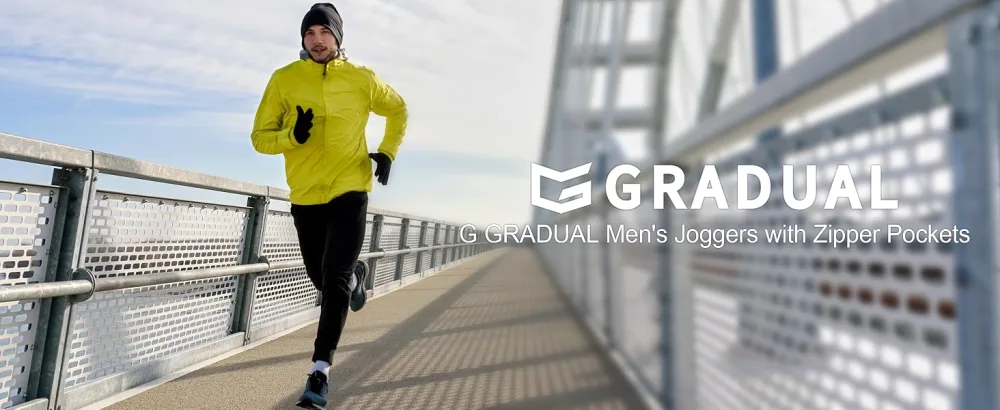 G Gradual Men's Joggers Pants with Zipper Pockets Stretch Athletic Sweatpants for Men Workout Jogging Running Navy Medium - product information 1