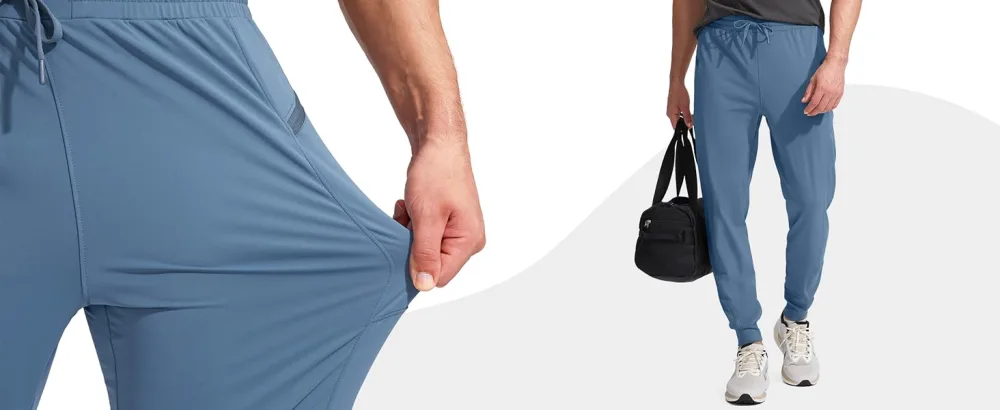 G Gradual Men's Joggers Pants with Zipper Pockets Stretch Athletic Sweatpants for Men Workout Jogging Running Navy Medium - product information 2