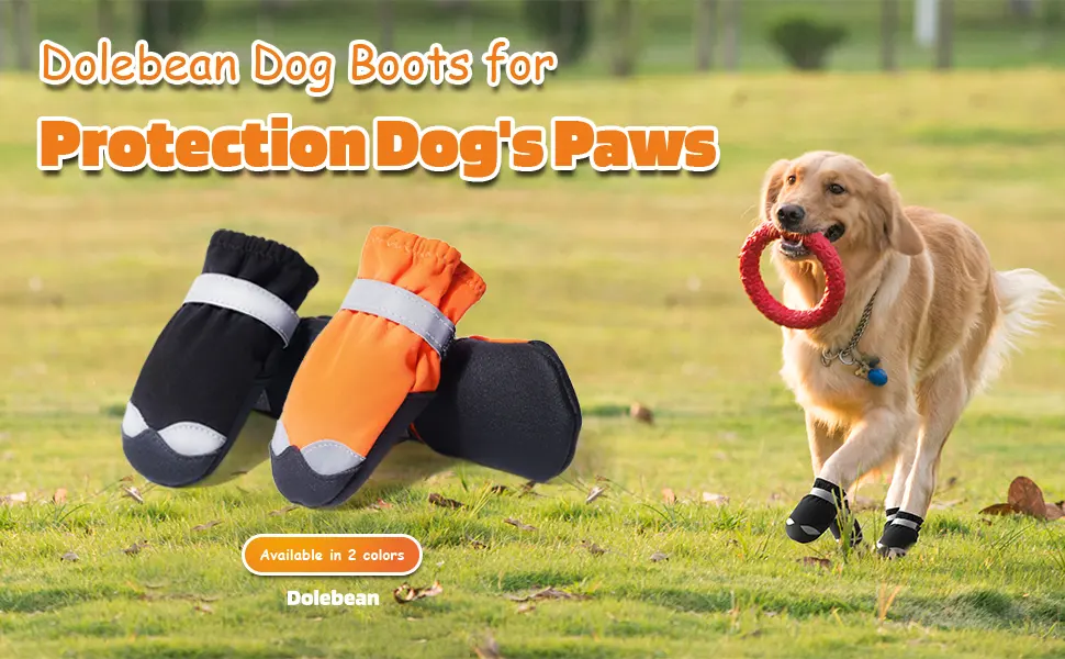 Dog Shoes Boots & Paw Protectors Snow Winter Large Medium Dogs Waterproof Hiking Orange 7 size 7: 3.4"(width) Orange - dog boots