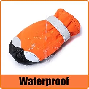 Dog Shoes Boots & Paw Protectors Snow Winter Large Medium Dogs Waterproof Hiking Orange 7 size 7: 3.4"(width) Orange - dog boots