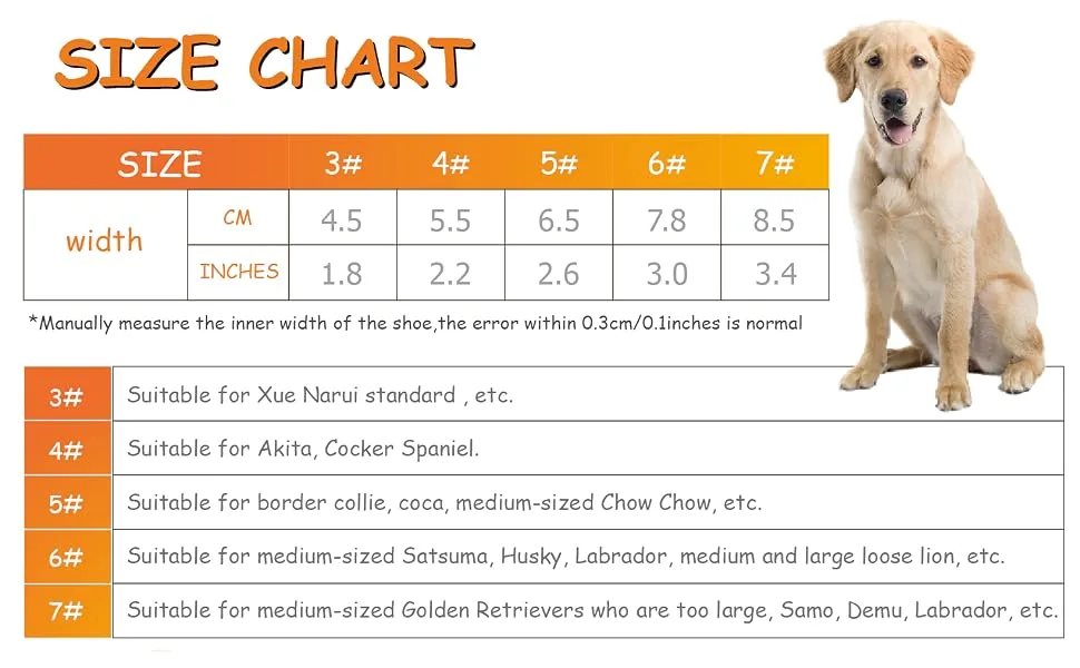Dog Shoes Boots & Paw Protectors Snow Winter Large Medium Dogs Waterproof Hiking Orange 7 size 7: 3.4"(width) Orange - dog boots