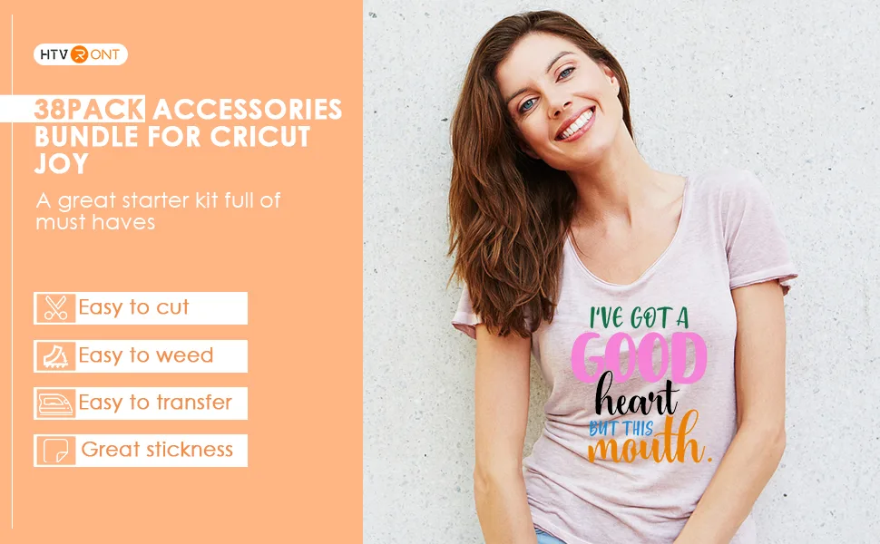 HTVRONT Accessories Bundle for Cricut Joy Accessories and Supplies Include Weeding Tools Bundle, Heat Transfer Vinyl, Adhensive Vinyl Sheets for Starter Kit-38PCS - cricket maker machine bundle pack