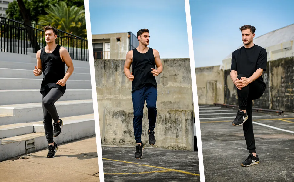 frueo Men's Golf Pants with Zip Pocket Slim Fit Joggers Elastic Waist Sweatpants for Men Athletic Pants for Workout, Jogging 802 Black Medium - product information 4