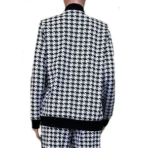 SOMTHRON Womens Houndstooth Print 2 Piece Outfit Zip Up Long Sleeve Jacket Long Pants Set Work Suits Tracksuit X-Large Black - product information 13