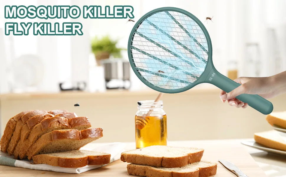 Bug Zapper Racket, Electric Fly Swatter Mosquito Killer Electronic Fly Zapper for Indoor Home Outdoor (2, Green) 2 Green - product information 19