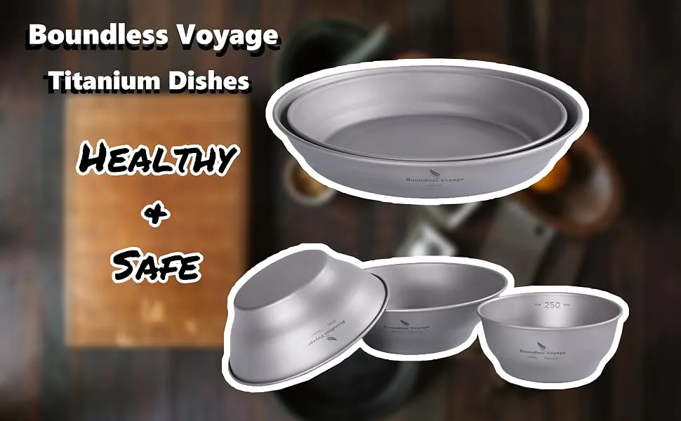 Boundless Voyage Ultralight Titanium Bowl Pan Plate Dish with Carry Bag Outdoor Camping Portable Tableware Cookware ((400ml Bowl)-Ti15163B) - product information 2