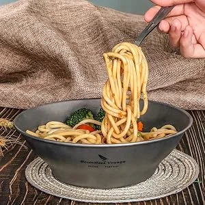 Boundless Voyage Ultralight Titanium Bowl Pan Plate Dish with Carry Bag Outdoor Camping Portable Tableware Cookware ((400ml Bowl)-Ti15163B) - product information 4
