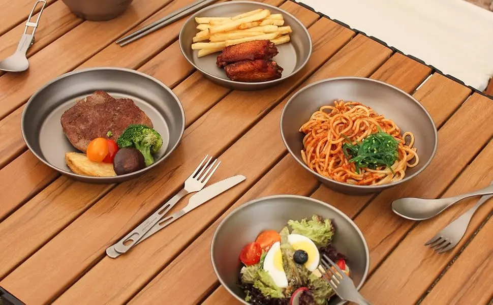 Boundless Voyage Ultralight Titanium Bowl Pan Plate Dish with Carry Bag Outdoor Camping Portable Tableware Cookware ((400ml Bowl)-Ti15163B) - product information 8