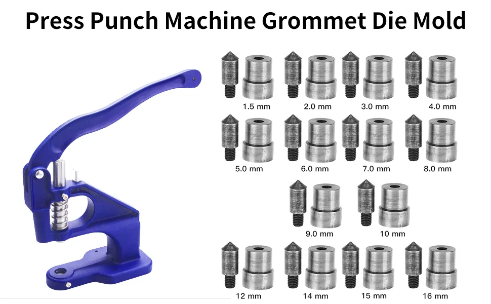 2Pcs and Press Punch Machine Tool Heavy Duty Metal Grommet Mold Eyelet HSpring Snap Fastener Button Die for Hand Pressing(10mm) - leather hole Puncher