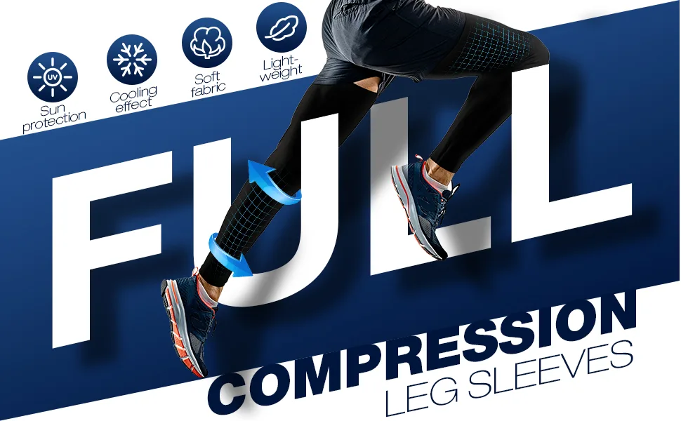Geyoga 3 Pairs Full Compression Leg Sleeves UV Protection Outdoor Sports Cycling Black, Navy Blue, Dark Grey Medium - product information 1