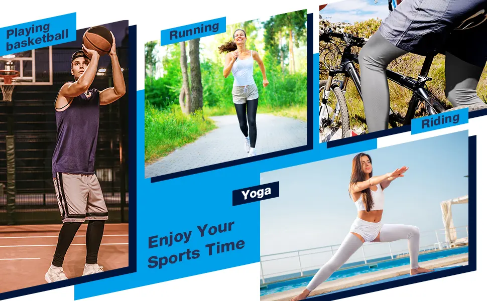 Geyoga 3 Pairs Full Compression Leg Sleeves UV Protection Outdoor Sports Cycling Black, Navy Blue, Dark Grey Medium - product information 4