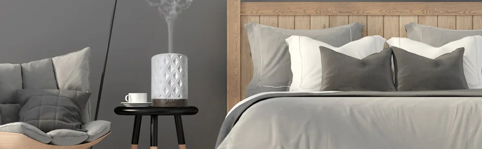 Earnest Living Essential Oil Diffusers for Essential Oils Large Room Diffuser White Ceramic Diffuser 250ml Aromatherapy Diffuser with 4 Timers 7 Night Lights and Auto Off Function for Home Gift Ceramic Gleam 250ml - Essential Oil Diffuser
