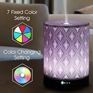 Earnest Living Essential Oil Diffusers for Essential Oils Large Room Diffuser White Ceramic Diffuser 250ml Aromatherapy Diffuser with 4 Timers 7 Night Lights and Auto Off Function for Home Gift Ceramic Gleam 250ml - Essential Oil Diffuser