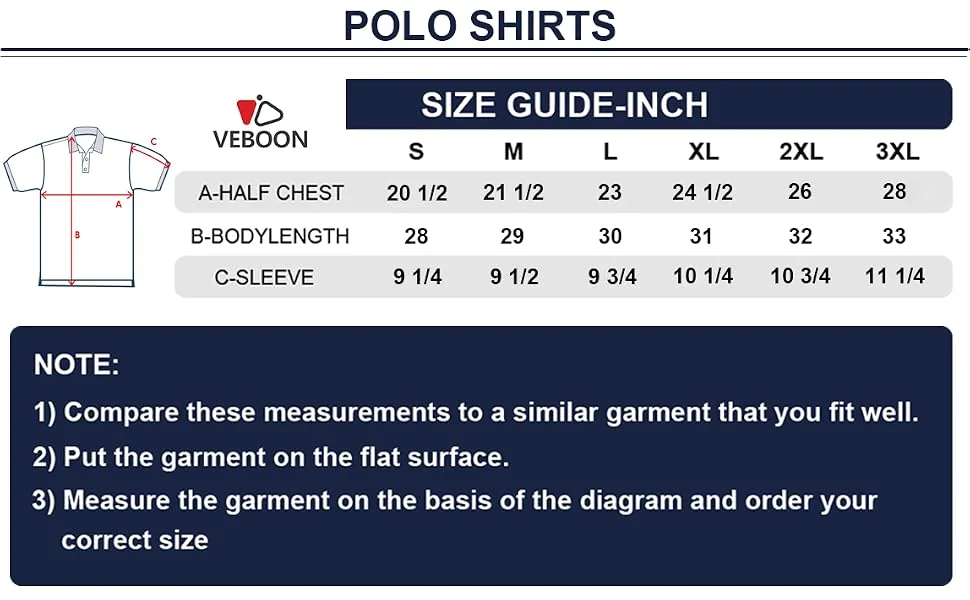 VEBOON Men's Polo Shirts Short Sleeve Cotton Blend Heather Moisture Wicking Casual Collared Shirts Pine Green Heather Large - size reference