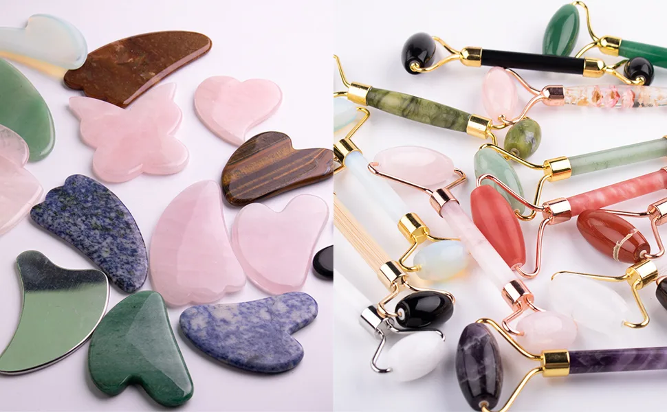 Gua Sha, Premium Gua Sha Facial Tools, Guasha Tool for Face Upgraded, Guasha Natural Jade Stone Dark Green - gongchang