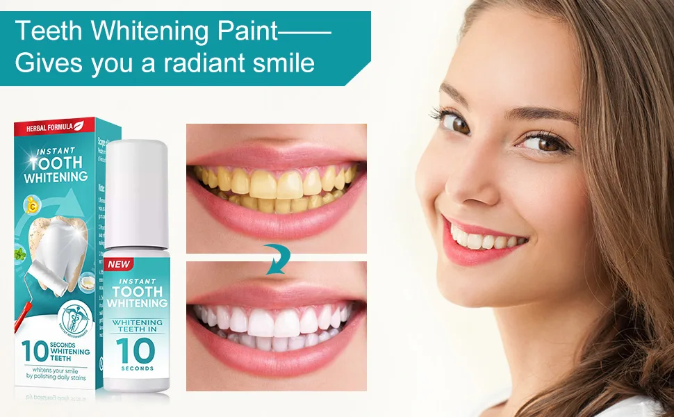 Tooth Paint, Teeth Whitening Paint, Tooth Polish Uptight White, Instantly Get a Shiny Smile, Easy to Apply - Teeth Whitening Paint