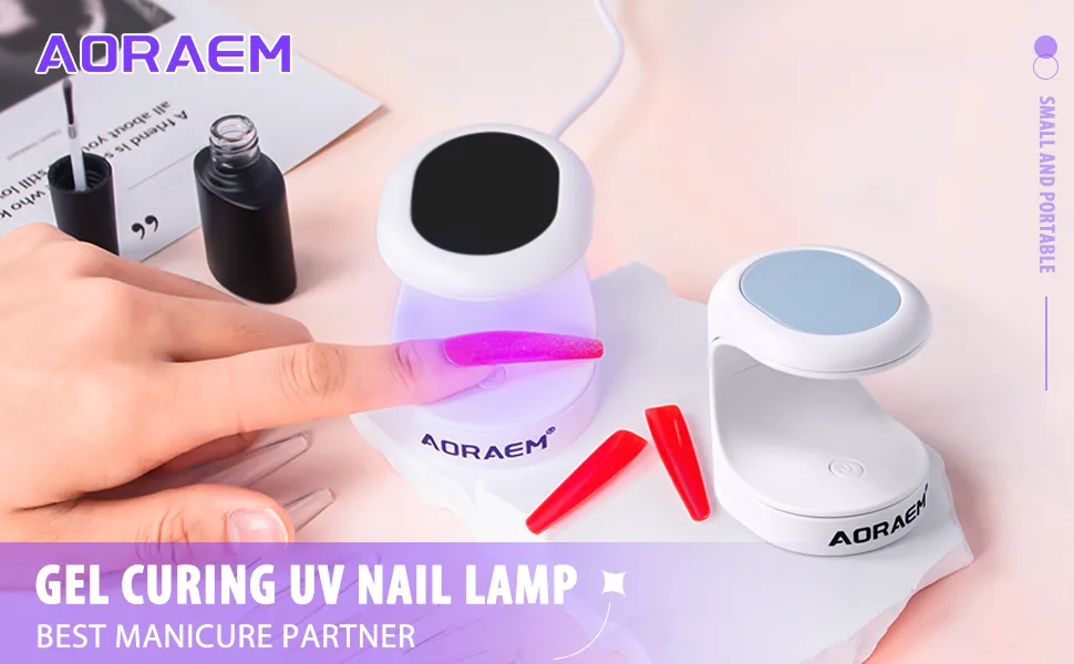 AORAEM Mini Nail Lamp,16W LED Nail Light for Gel Nails Quick Drying Mini Nail Dryer Nail Art Lamp for Home DIY (Blue) Bb-blue - AORAEM Mini Nail Lamp
