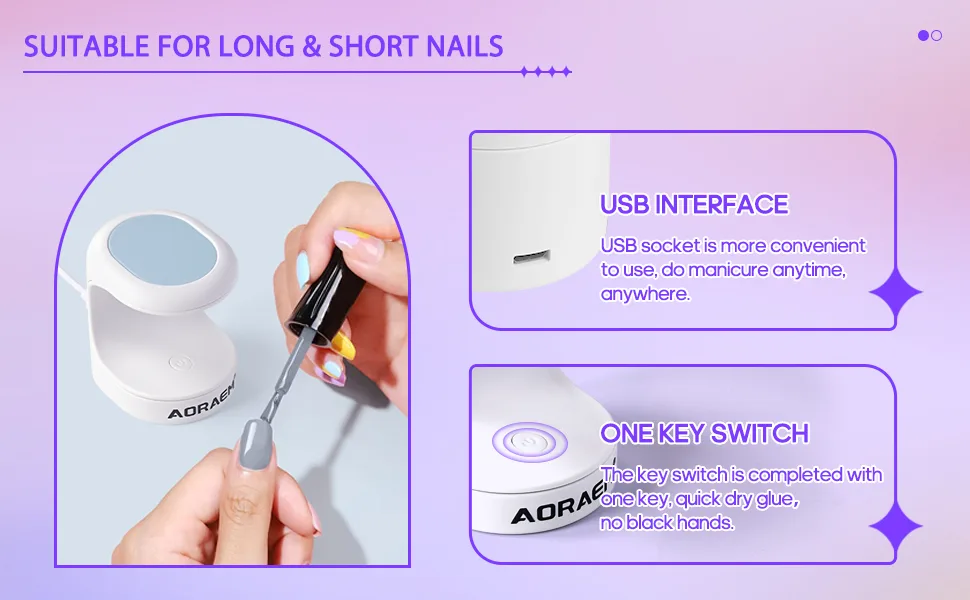 AORAEM Mini Nail Lamp,16W LED Nail Light for Gel Nails Quick Drying Mini Nail Dryer Nail Art Lamp for Home DIY (Blue) Bb-blue - AORAEM Mini Nail Lamp