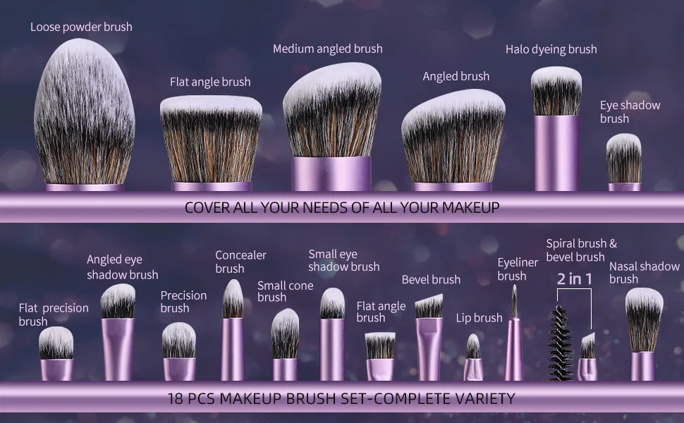 BS-MALL Makeup Brushes Premium Synthetic Foundation Powder Concealers Eye Shadows Makeup 18 Pcs Brush Set with 4 Pcs Makeup sponge Set - product information 26
