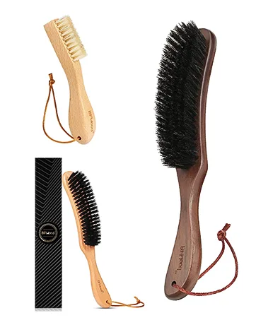 BFWood Laundry Stain Brush, Natural Soft Boar Bristle for Scrubbing Out Tough Stains on Delicate Fabrics, Knits, Cotton, Linens, No Damage - Clothes & Laundry Brush