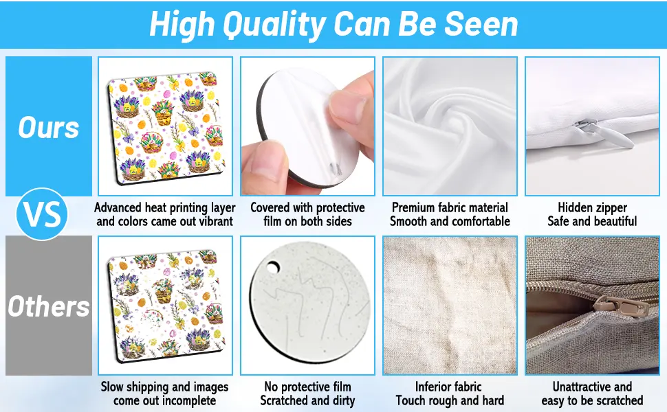 82 PCS Sublimation Blanks Products Set, Modacraft DIY Sublimation Starter Kit with 20 Car Coasters, 12 Keychains, 8 Earrings, 4 Mouse Pads, 3 Pillow Covers, 3 Puzzles 82PCS - product information 3