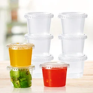Turbo Bee 200 Sets 1oz Portion Cups with Lids,Jello Shot Cups with Lids, Small Plastic Condiment Containers for Sauce,Souffle Cups 1oz-pc-200 - product information 4