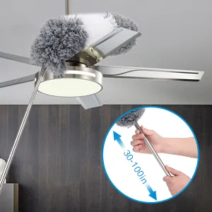 Microfiber Feather Duster (11pcs), Extendable Dusters for Cleaning with 100" Extension Pole, Washable Dusters, Reusable Bendable Dusters for Cleaning Ceiling Fan, High Ceiling, TV, Blinds, Cars - duster