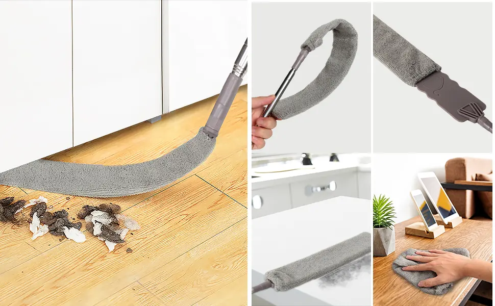 Microfiber Feather Duster (11pcs), Extendable Dusters for Cleaning with 100" Extension Pole, Washable Dusters, Reusable Bendable Dusters for Cleaning Ceiling Fan, High Ceiling, TV, Blinds, Cars - microfiber duster