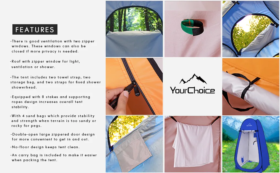 Your Choice Oversized 6.89FT Pop Up Privacy Tent - Camping Shower Changing Tent, Portable Bathroom Toilet Room Black - changing tent
