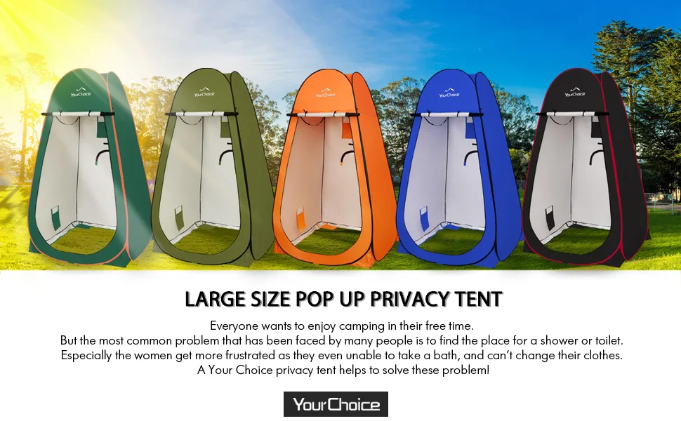 Your Choice Oversized 6.89FT Pop Up Privacy Tent - Camping Shower Changing Tent, Portable Bathroom Toilet Room Black - your choice shower tent