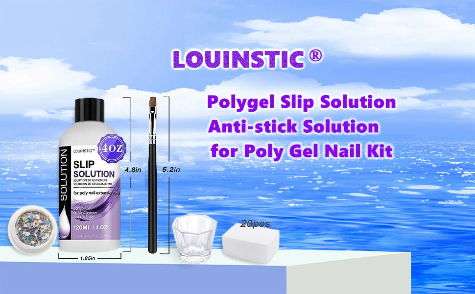 LOUINSTIC Polygel Slip Solution - 4oz Slip Solution for Polygel Nails Anti-stick Gel Solution for Poly Gel Nail Kit - Polygel Slip Solution