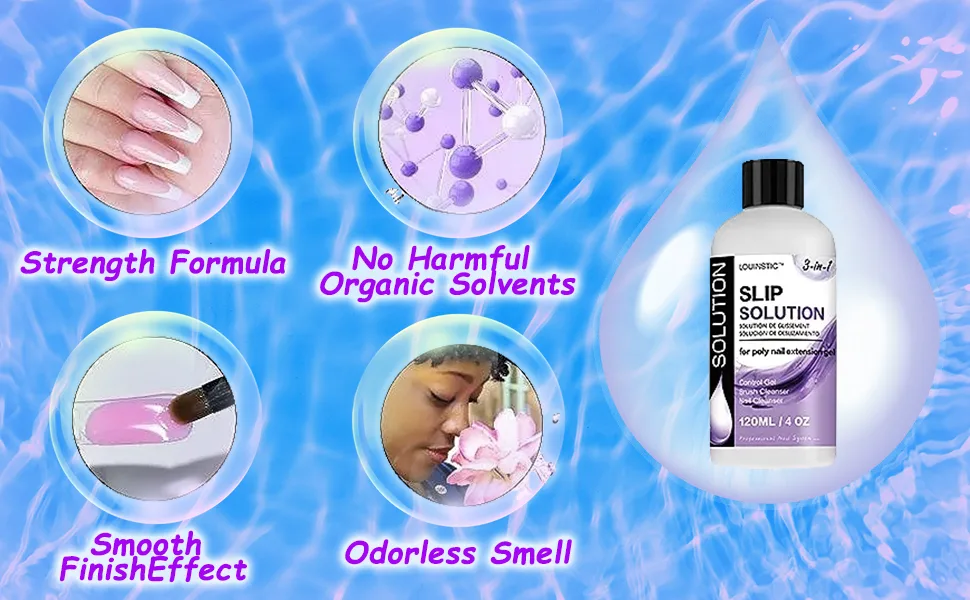 LOUINSTIC Polygel Slip Solution - 4oz Slip Solution for Polygel Nails Anti-stick Gel Solution for Poly Gel Nail Kit - Slip Solution for Polygel