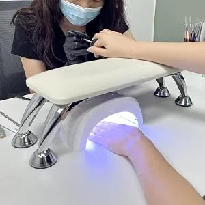 Nail Arm Rest with Nail Hand Rest Mat, Microfiber Leather Nail Armrest Manicure Hand Pillow Cushion for Nails Tech Use, White - nail pillow hand rest
