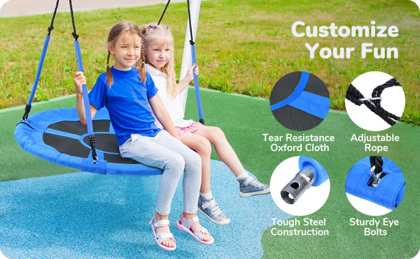 Trekassy 700lbs 40" Round Tree Swing with Handles for Kids Adults 900D Oxford Waterproof 2pcs Tree Hanging Straps - product information 12