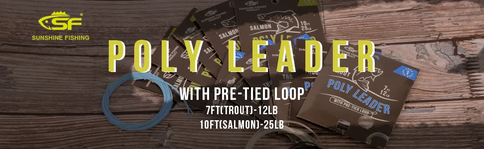 SF Fly Fishing Polyleader Monofilament Core Leader Line Fly Line for 7' Trout and 10' Salmon Poly Leader 7FT/10FT Float Hover Intermediate 3/5/7IPS Clear-Intermediate-7FT Trout 7FT-Intermediate - Poly leader