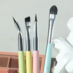 Eyeliner Brush Set Gel Liner Makeup Brushes- Multicolor Ultra Fine Bent Pencil Point Eyeliner Brush Thin Slanted Flat Angle for Precision Liner, Synthetic Bristles Eyebrow Makeup Tool 01 - elf brushes nyx brushes